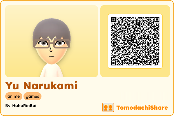 Yu Narukami, a male Mii  with tags: anime, games
