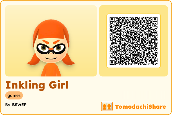 Inkling Girl, a female Mii  with tags: games