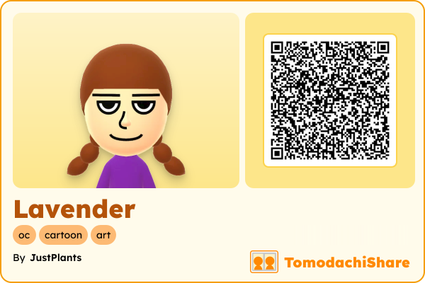 Lavender, a male Mii  with tags: oc, cartoon, art