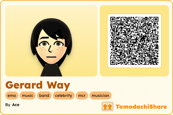 Gerard Way, a female Mii  with tags: emo, music, band, celebrity, mcr, musician