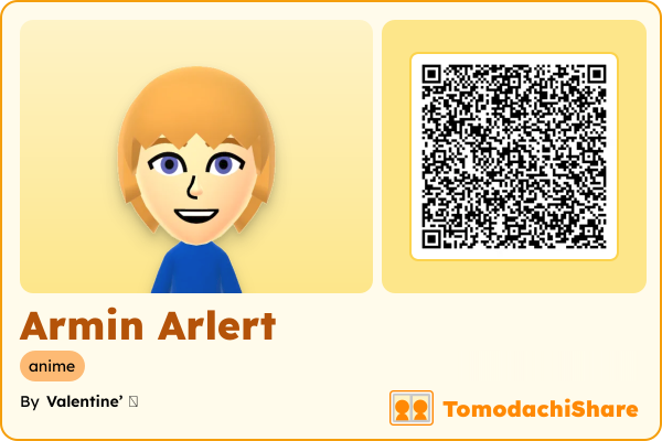 Armin Arlert, a male Mii  with tags: anime
