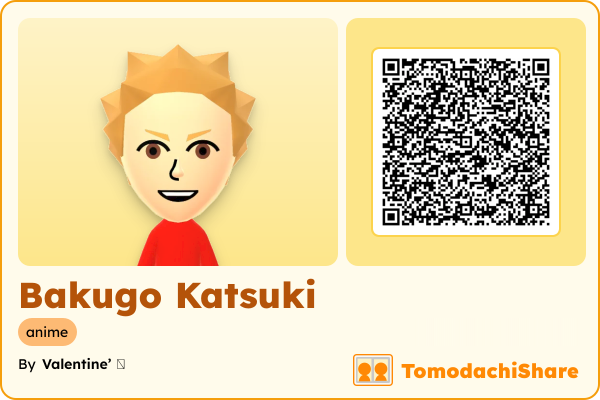 Bakugo Katsuki, a male Mii  with tags: anime