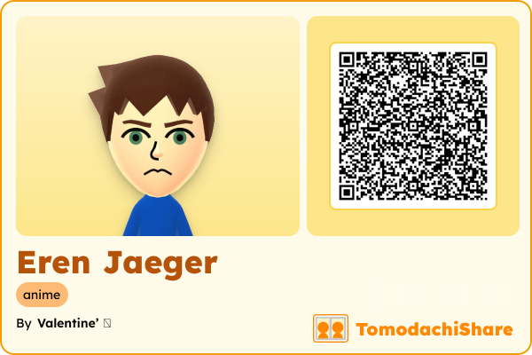 Eren Jaeger, a male Mii  with tags: anime