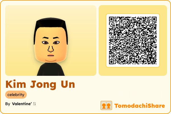 Kim Jong Un, a male Mii  with tags: celebrity