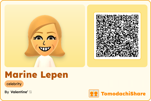 Marine Lepen, a female Mii  with tags: celebrity