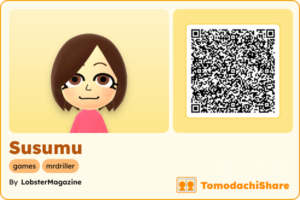 Susumu, a male Mii  with tags: games, mrdriller