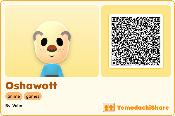 Oshawott, a male Mii  with tags: anime, games