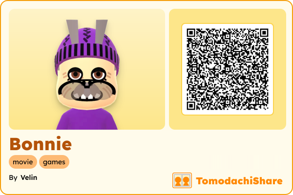 Bonnie, a male Mii  with tags: movie, games