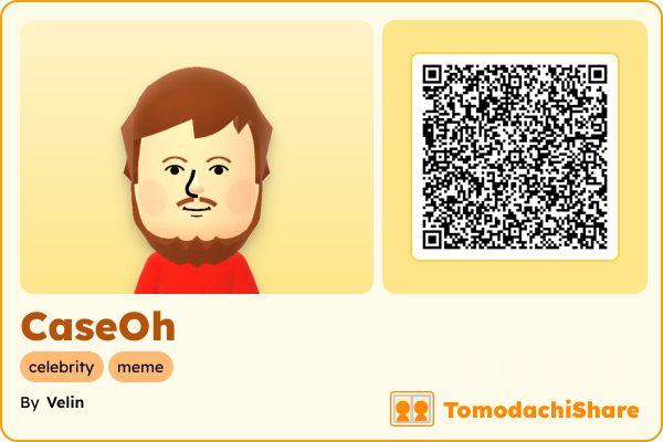 CaseOh, a male Mii  with tags: celebrity, meme