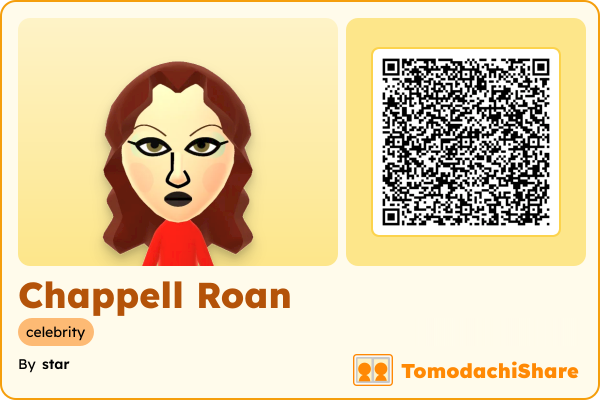 Chappell Roan, a female Mii  with tags: celebrity