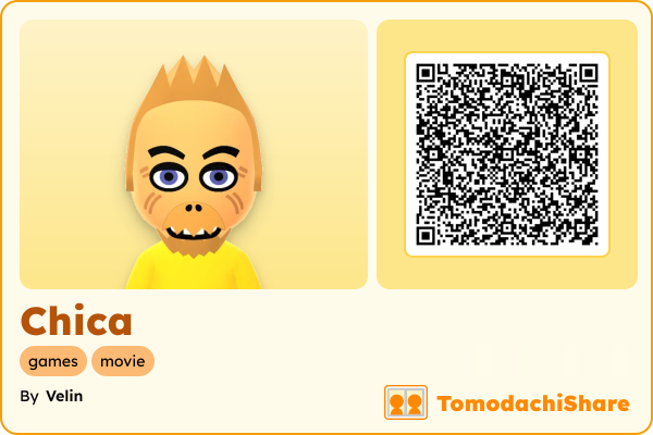 Chica, a female Mii  with tags: games, movie