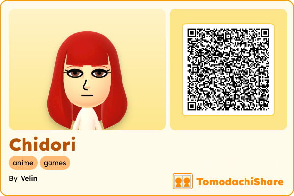 Chidori, a female Mii  with tags: anime, games