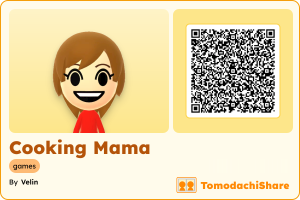Cooking Mama, a female Mii  with tags: games