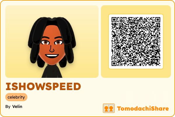 ISHOWSPEED, a male Mii  with tags: celebrity