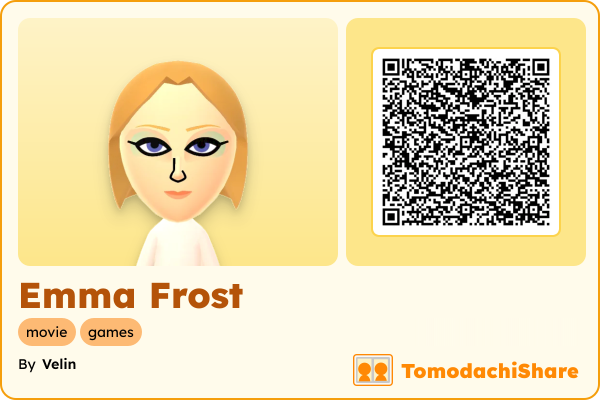 Emma Frost, a female Mii  with tags: movie, games
