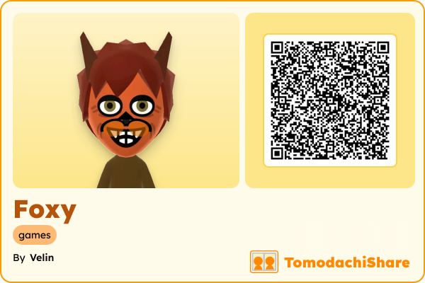 Foxy, a male Mii  with tags: games