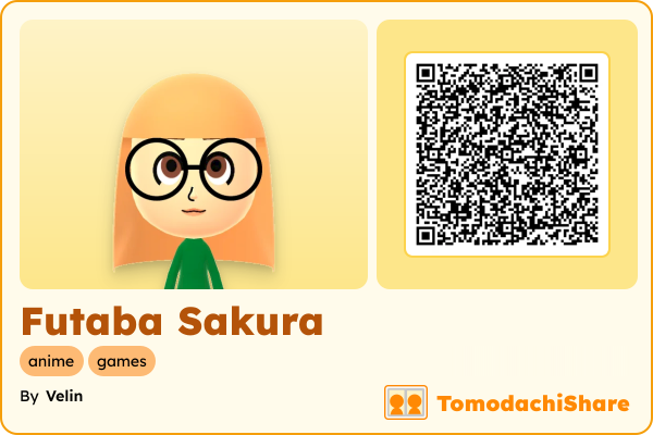 Futaba Sakura, a female Mii  with tags: anime, games