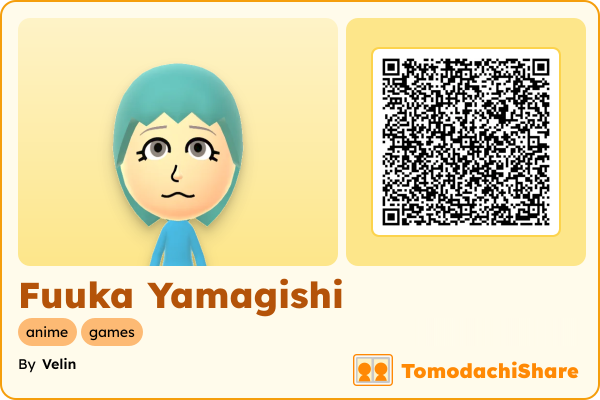 Fuuka Yamagishi, a female Mii  with tags: anime, games