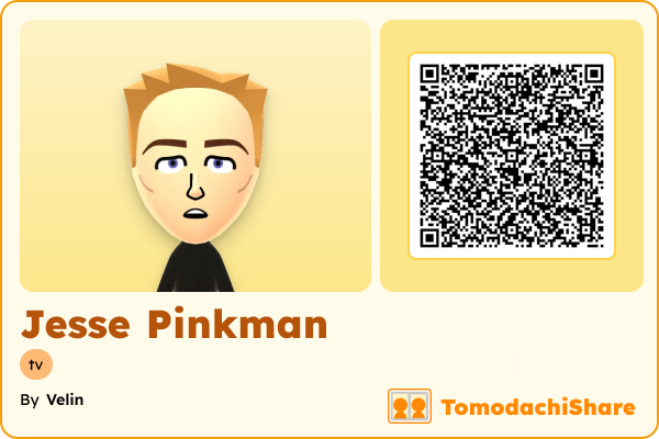 Jesse Pinkman, a male Mii  with tags: tv