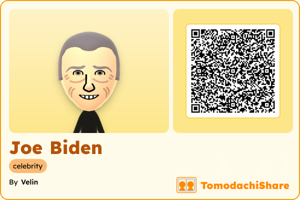 Joe Biden, a male Mii  with tags: celebrity