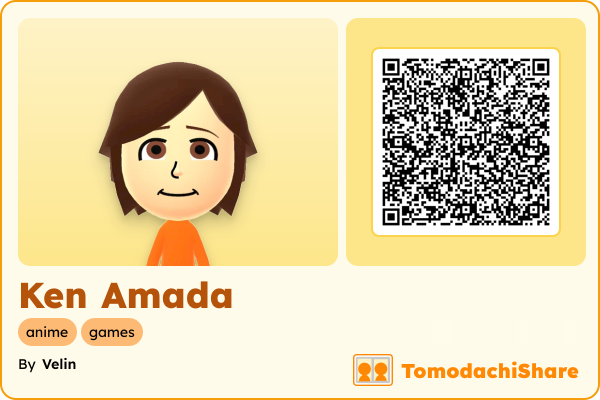Ken Amada, a male Mii  with tags: anime, games