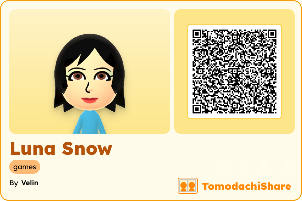 Luna Snow, a female Mii  with tags: games