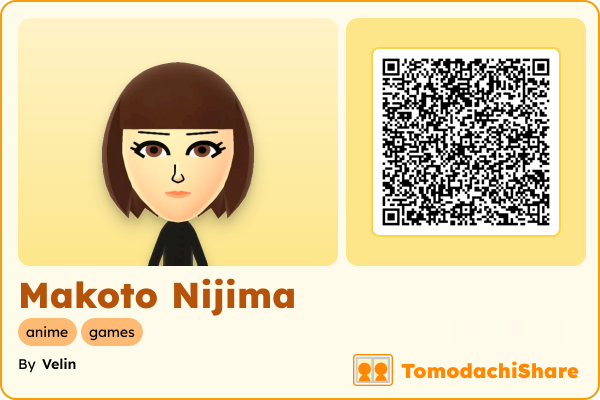 Makoto Nijima, a female Mii  with tags: anime, games
