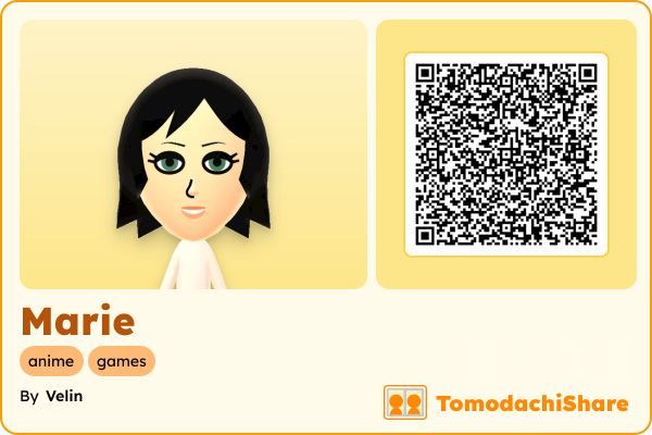 Marie, a female Mii  with tags: anime, games