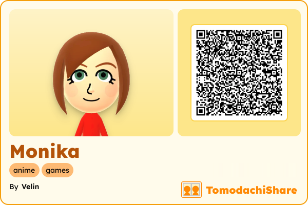 Monika, a female Mii  with tags: anime, games