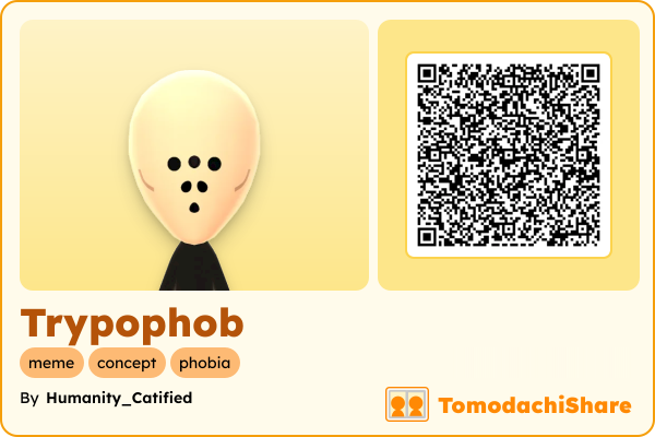 Trypophob, a male Mii  with tags: meme, concept, phobia