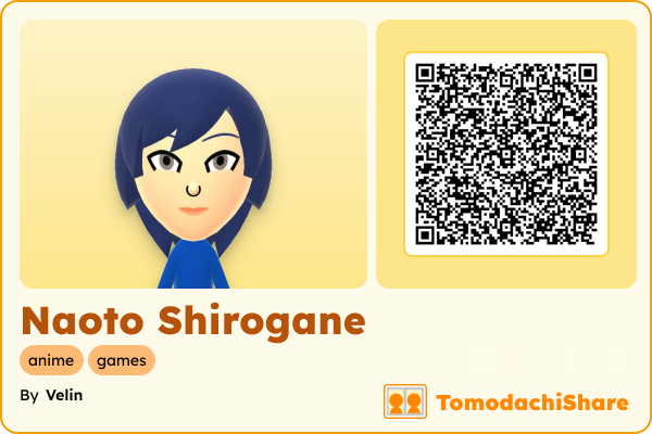 Naoto Shirogane, a female Mii  with tags: anime, games