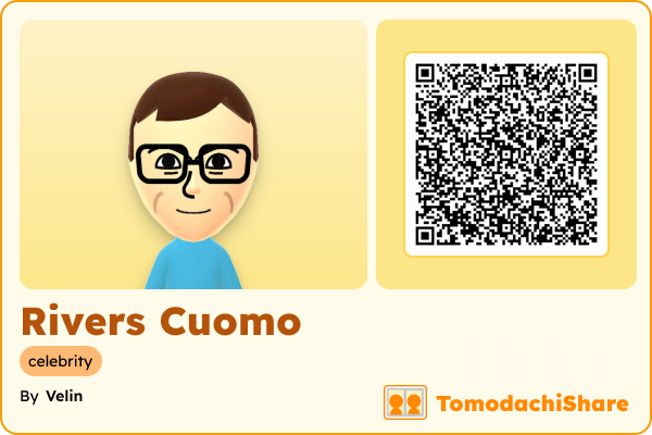 Rivers Cuomo, a male Mii  with tags: celebrity