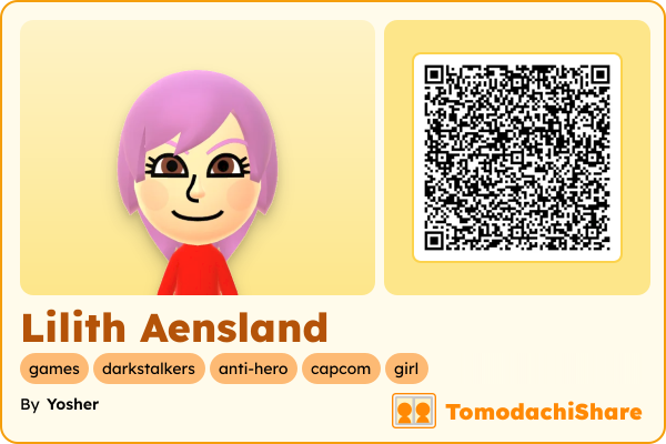 Lilith Aensland, a female Mii  with tags: games, darkstalkers, anti-hero, capcom, girl