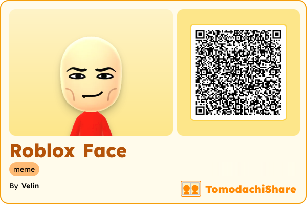 Roblox Face, a male Mii  with tags: meme