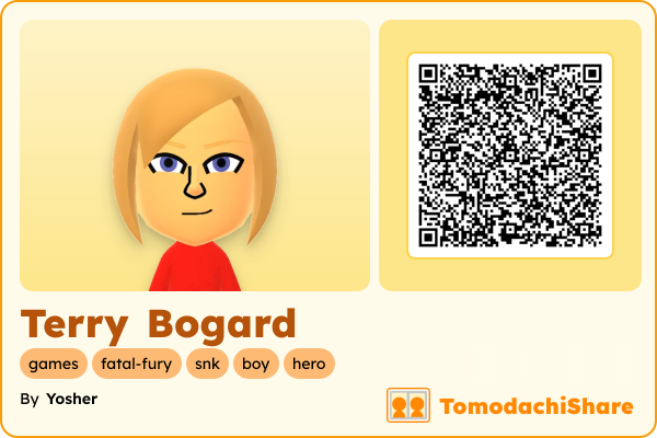 Terry Bogard, a male Mii  with tags: games, fatal-fury, snk, boy, hero