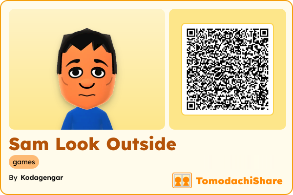 Sam Look Outside, a male Mii  with tags: games