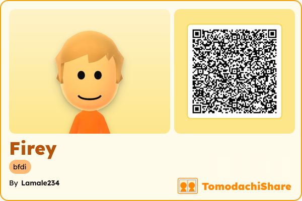Firey, a male Mii  with tags: bfdi