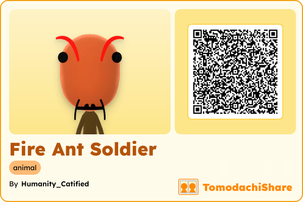 Fire Ant Soldier, a male Mii  with tags: animal
