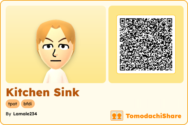 Kitchen Sink, a male Mii  with tags: tpot, bfdi