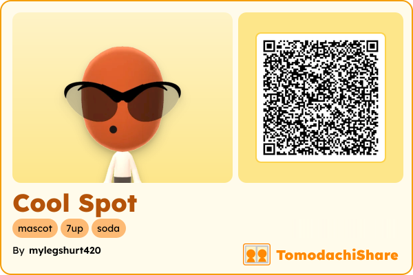 Cool Spot, a male Mii  with tags: mascot, 7up, soda