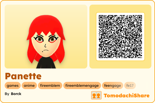 Panette, a female Mii  with tags: games, anime, fireemblem, fireemblemengage, feengage, fe17