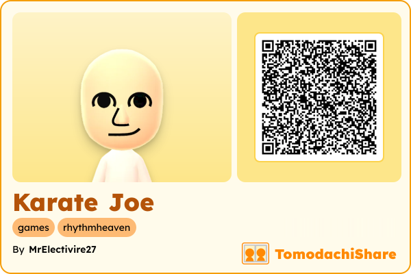 Karate Joe, a male Mii  with tags: games, rhythmheaven