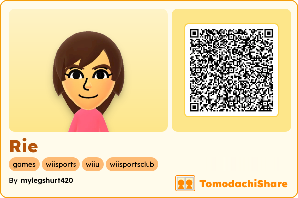 Rie, a female Mii  with tags: games, wiisports, wiiu, wiisportsclub