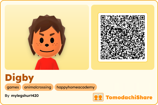 Digby, a male Mii  with tags: games, animalcrossing, happyhomeacademy
