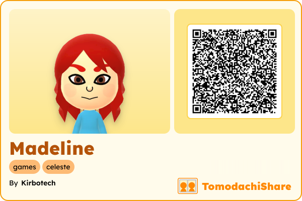 Madeline, a female Mii  with tags: games, celeste