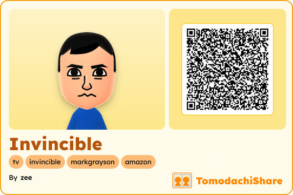 Invincible, a male Mii  with tags: tv, invincible, markgrayson, amazon