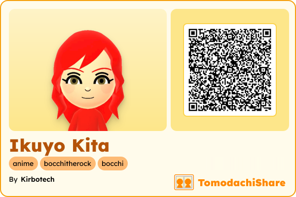 Ikuyo Kita, a female Mii  with tags: anime, bocchitherock, bocchi