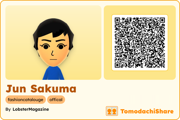 Jun Sakuma, a male Mii  with tags: fashioncatalouge, offical