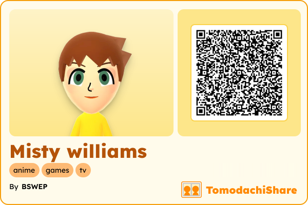 Misty williams, a female Mii  with tags: anime, games, tv