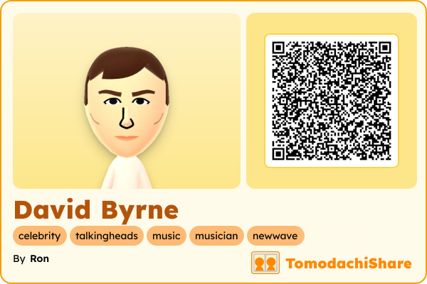 David Byrne, a male Mii  with tags: celebrity, talkingheads, music, musician, newwave